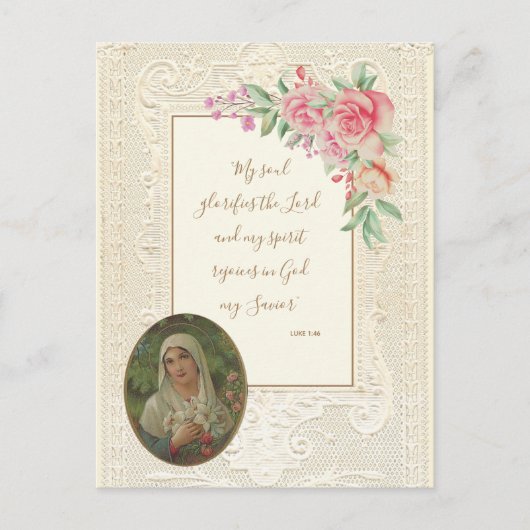Religieuze scripts Verse Virgin Mary Floral Briefkaart (Voorkant)