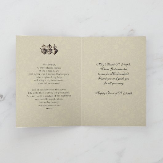 Religieuze Sint-Jozef Feest Katholieke Gebedskaart Kaart (Binnen)