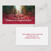 Religieuze Sint Kruis in het bos roze roze rozen t Visitekaartje (Voorkant / Achterkant)