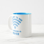 Religieuze sociale media grappig tweekleurige koffiemok (Voorkant links)