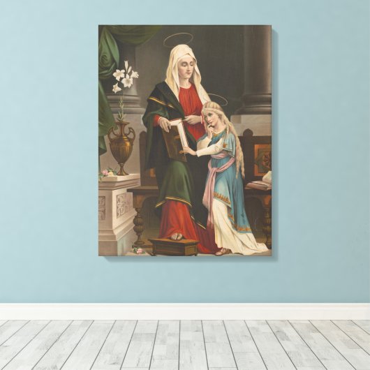 Religieuze St. Anne Blessed Maagd Mary  Canvas Afdruk (Insitu (Houten vloer))