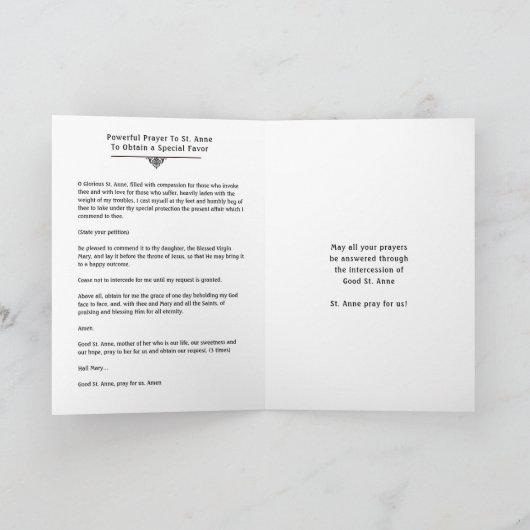 Religieuze St. Anne Blessed Maagd Mary  Kaart (Binnen)