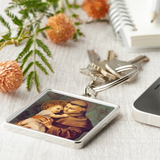 Religieuze St. Anthony Baby Jesus  Sleutelhanger (Zijkant)