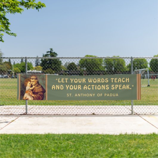 Religieuze St. Anthony van Padua Baby Jesus Outdoo Spandoek (Insitu)