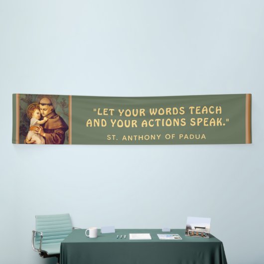 Religieuze St. Anthony van Padua Baby Jesus Quote  Spandoek (Beurs)