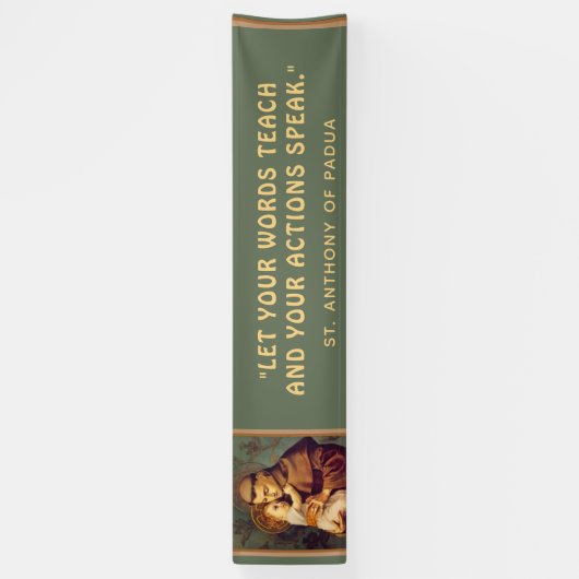 Religieuze St. Anthony van Padua Baby Jesus Quote  Spandoek (Verticaal)