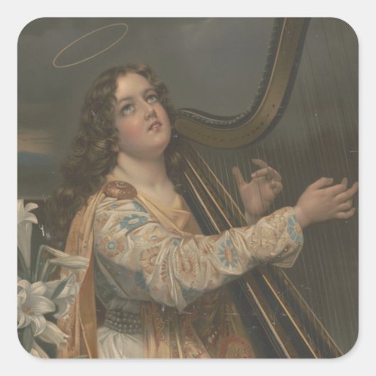 Religieuze St. Cecilia Patron Musici Katholiek Vierkante Sticker (Voorkant)