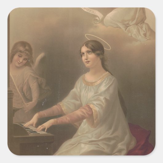 Religieuze St. Cecilia Patron Musicians Angels Vierkante Sticker (Voorkant)