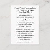 Religieuze St Damien van Molokai Hawaii Priest Visitekaartje (Achterkant)