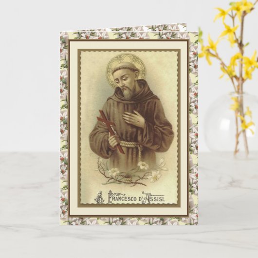 Religieuze St. Francis Assisi Peace Prayer Kaart (Gele Bloem)