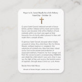 Religieuze St. Gerard Majella Prayer Geboedschap Visitekaartje (Achterkant)