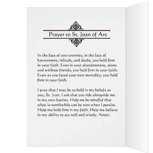 Religieuze St. Joan of Arc Prayer (Binnen (Links))