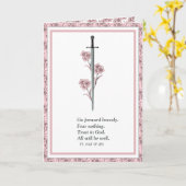 Religieuze St. Joan van Arc Quote Katholieke Saint Kaart (Gele Bloem)