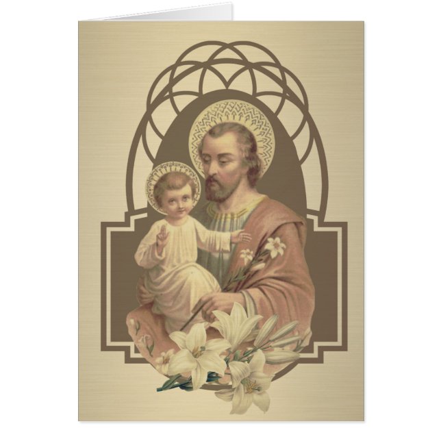 Religieuze St. Joseph Baby Jesus Gold Elegant (Voorkant)
