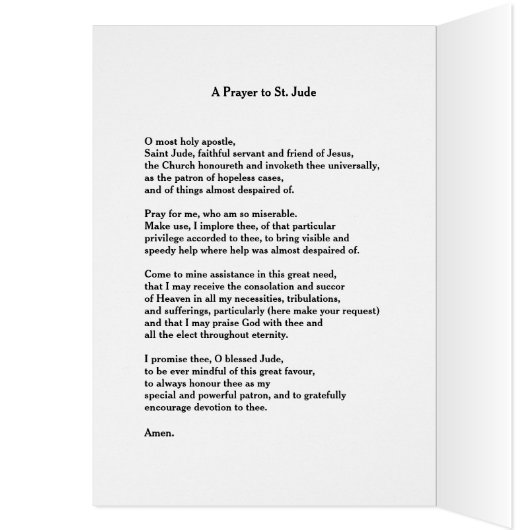 Religieuze St. Jude Prayer Patron Saint of Hopeles (Binnen (Links))