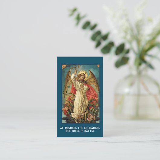Religieuze St. Michael Archangel Prayer Place Card Plaatskaartje (Staand voorkant)
