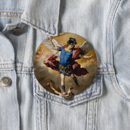 Religieuze St. Michael the Archangel Ronde Button 4,0 Cm (In situ)
