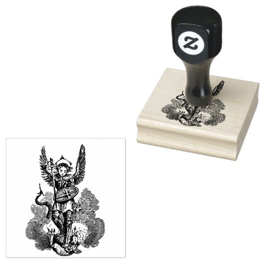 Religieuze St. Michael the Archangel Rubberstempel (Gestempeld)