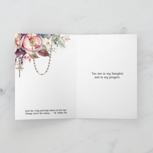 Religieuze St. Padre Pio Flowers Rosary Kaart (Binnen)
