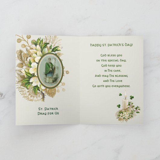 Religieuze St. Patricks Day Prayer Shamrocks Irish Feestdagen Kaart (Binnen)