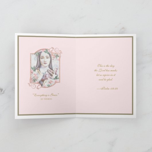 Religieuze St. Therese Carmelite Nun  Card Kaart (Binnen)