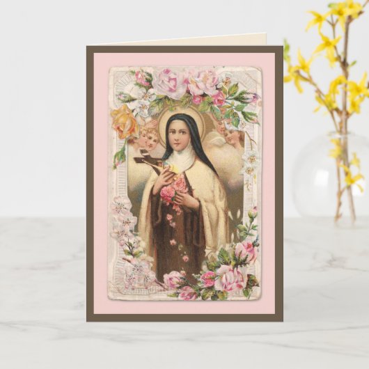  Religieuze St. Therese Gebed Rozen Kaart (Gele Bloem)