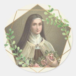 Religieuze St. Therese Karmeliet Nun Vintage Ronde Sticker