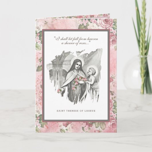 Religieuze St. Therese katholieke Nun Floral Card Kaart (Voorkant)