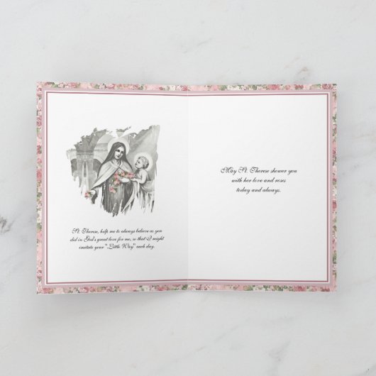 Religieuze St. Therese katholieke Nun Floral Card Kaart (Binnen)
