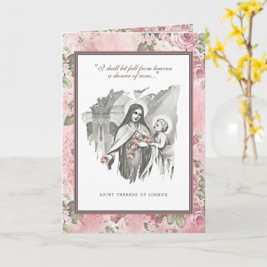 Religieuze St. Therese katholieke Nun Floral Card Kaart (Gele Bloem)