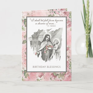 Religieuze St. Therese katholieke Nun Floral Card Kaart