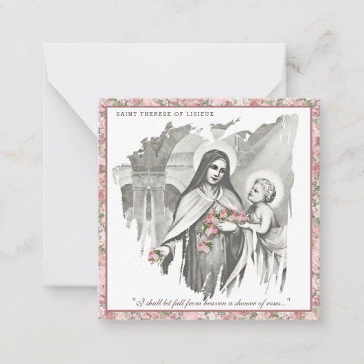 Religieuze St. Therese katholieke Nun Floral Card Notitiekaartje (Voorkant)