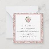 Religieuze St. Therese katholieke Nun Floral Card Notitiekaartje (Achterkant)