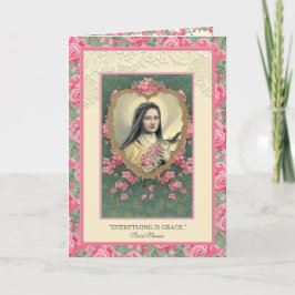 Religieuze St. Therese Pink  Rozen Citaat Kaart