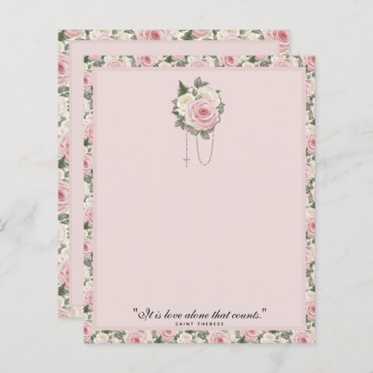 Religieuze St. Therese Quote Pink Roses  (Voorkant / Achterkant)