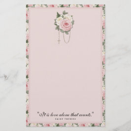 Religieuze St. Therese Quote Pink Roses  Briefpapier