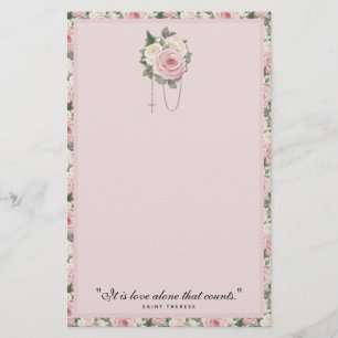 Religieuze St. Therese Quote Pink Roses  Briefpapier