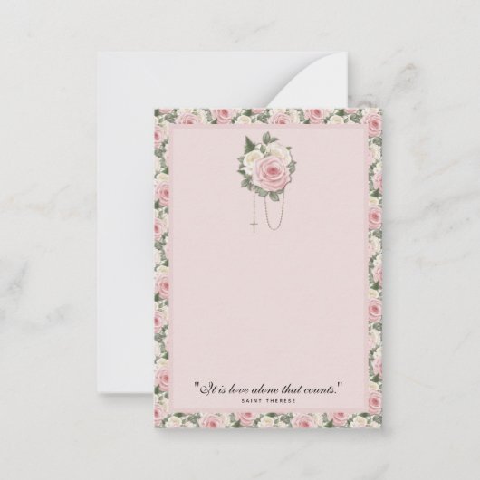 Religieuze St. Therese Quote Pink Roses Notitiekaartje (Voorkant)