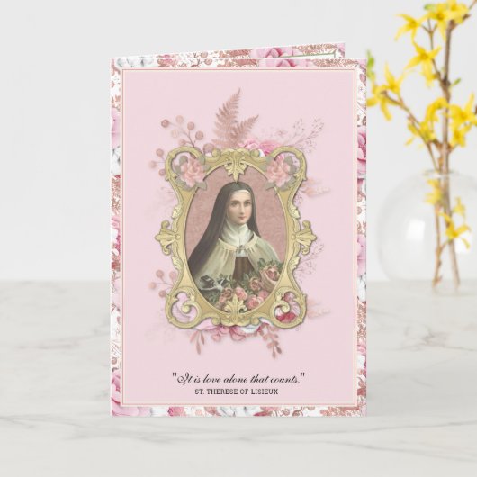 Religieuze St. Therese Roses Prayer Kaart (Gele Bloem)