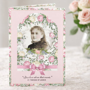 Religieuze St. Therese Roze Rozen Gebed Vintage Kaart