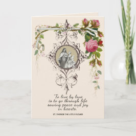 Religieuze St. Therese Valentijn Bloemige Vintage Kaart