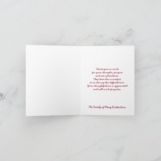 Religieuze sympathie Dank u Opmerking Kaart, Burga Bedankkaart (Binnen)