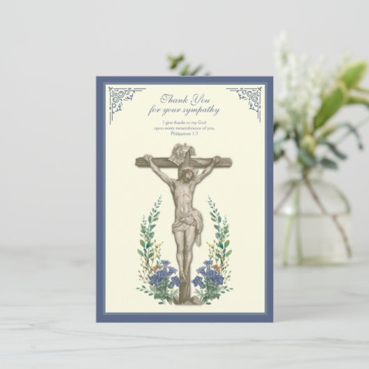 Religieuze sympathie Jezus over het kruis Bedankkaart (Staand voorkant)