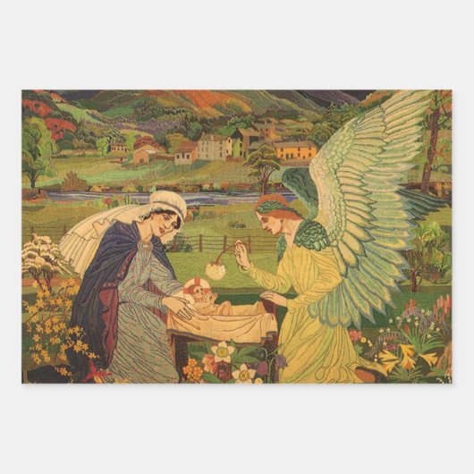  religieuze tapsbouw met Baby Jezus Christus Inpakpapier Vel (Voorkant)