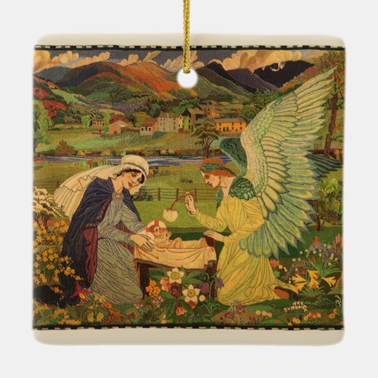  religieuze tapsbouw met Baby Jezus Christus Keramisch Ornament (Achterkant)