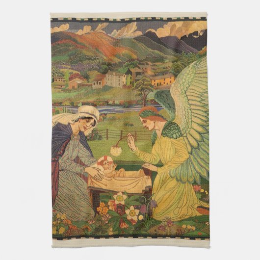  religieuze tapsbouw met Baby Jezus Christus Theedoek (Verticaal)