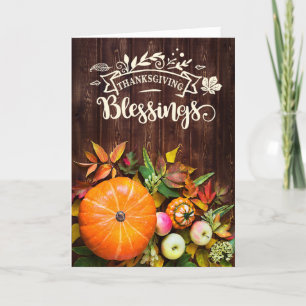 Religieuze Thanksgiving Blessings Harvest Pumkins Feestdagen Kaart