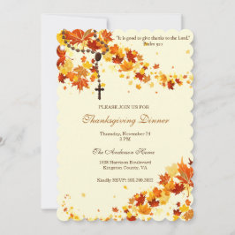 Religieuze Thanksgiving Dinner Rosary Leaves Kaart