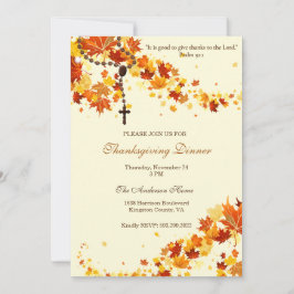 Religieuze Thanksgiving Dinner Rosary Leaves Kaart