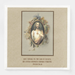 Religieuze Thanksgiving Heilig Hart Jesus Flowers Servet